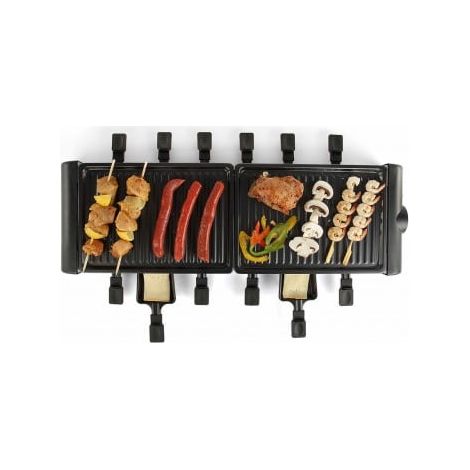 Appareil à raclette 12 personnes – Puissance 1800W – Surface de cuisson 75 x 24 cm – Thermostat variable pour cuisson homogène – Livoo