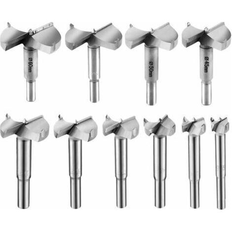 Meche Bois 15-60mm 10 Pcs ​Fraise Bois foret bois Meche a Faconner Mèche à Bois Carbure Installation de Portes Sphériques pour Trou Travail Bois Plastique Contreplaqué Tiroir (1/5)