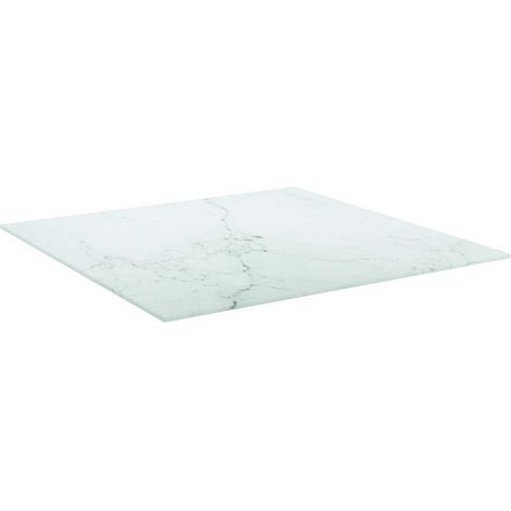 Maison Exclusive - Piano Tavolo Bianco 60x60 cm 6 mm Vetro Temperato Design Marmo (1/5)