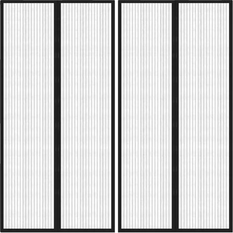 Cortina enrollable para puerta, cierre magnético, fácil de limpiar, color negro. (1/2)