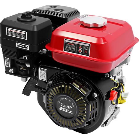 HAUTOUR 7.5CV Moteur Thermique 4 Temps, OHV Moteur à Essence, Monocylindre, 3600 tr/min, pour Motoculteur, Tondeuse, Fraise à Neige, Refroidissement à air (1/5)