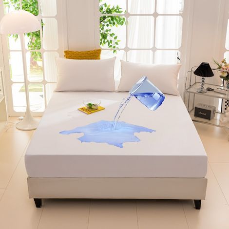 Protège Matelas Imperméable 90 x 200 cm,Couvre Matelas Serviette éponge Drap Housse,Alèse Respirante,Anti Acarien,Antibactérien,Housse Protection Lit Adulte et Enfant/Lavable à 30°C (Single) (1/5)