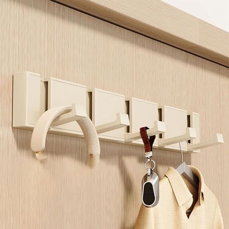 SABIR Porte-Manteau Mural Rabattable, Porte-Manteau Mural Pratique, MéTal Robuste PatèRe Porte Manteau - 5 crochets rabattables Blanc (1/4)