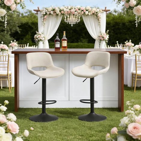 Chaise de salle à manger haut de gamme, tabouret pivotant pour terrasse, jardin et espace bar extérieur (pack de 2 tabourets uniquement) (1/5)