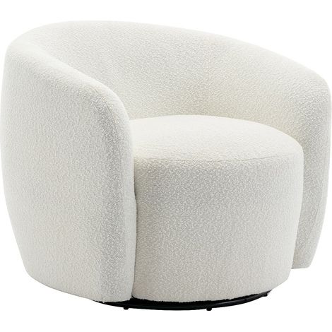 Poltrona girevole in Tessuto bouclette Bianco - VEREIDE