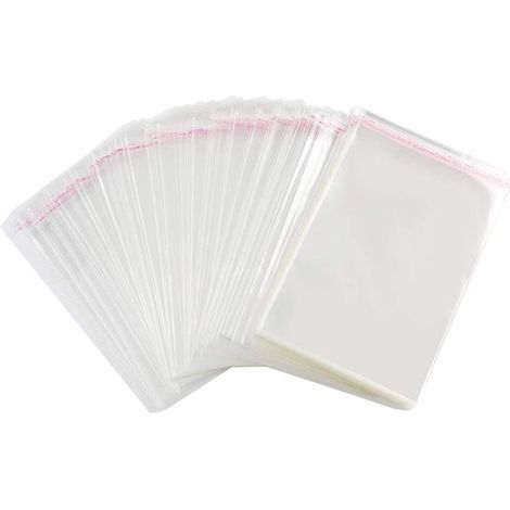 Sachets de rangement - 100 pièces - Sachets cadeaux - Fermeture auto-adhésive - PP - Sachets rectangulaires avec bande adhésive - Sachets à fermeture zip - 23 x 35 cm - Transparent (1/5)