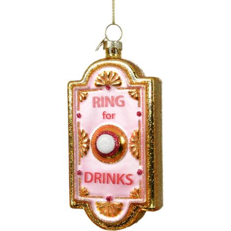 Pendente anello in vetro opaco con linea glitter 5,7 x 2,7 x 12,5 cm rosa/oro Peraga Christmas