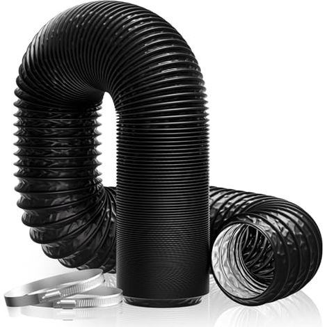Tuyau de ventilation flexible 125 mm × 6 m Conduit d’air en PVC et feuille d’aluminium pour sèche-linge, extracteur d’air, chauffage et climatisation, Noir (1/5)