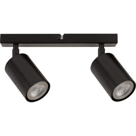 Plafonnier moderne noir barre 2 spots GU10 25W Zoom (1/2)