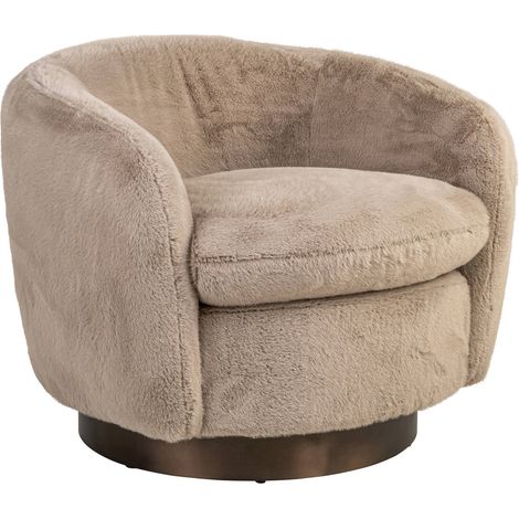 Fauteuil de détente pivotant duveteux - kaki duveteux (1/5)