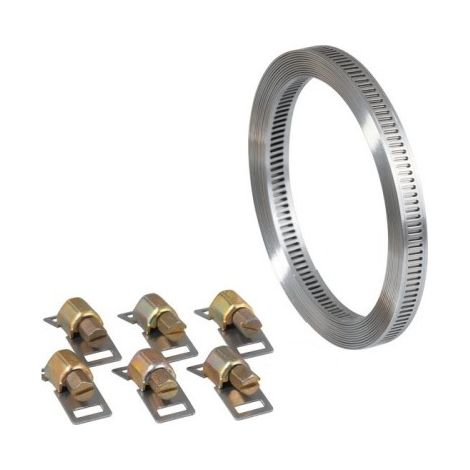 Collare a Banda Senza Fine + 6 Teste W2 Inox / Acciaio Zincato - 3 M - 13 mm - Capo Verde