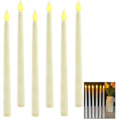 6-Piece LED Flickering Flame Candle Set, Ivory Electric Battery Operated Candles, Warm Flickering Light, Decorative Fake Candles for Weddings, Easter, and Parties (1/5)