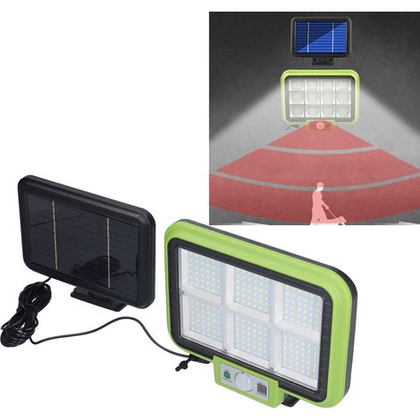 Projecteur solaire LED à double faisceau, applique murale de cour à détecteur de mouvement, lampadaire extérieur étanche. (1/5)