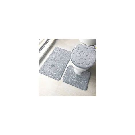 Dreiteiliges Badematten-Set: ultraweiche, rutschfeste und geprägte Badematte, saugfähige und schlichte Badematte. – Crezuo
