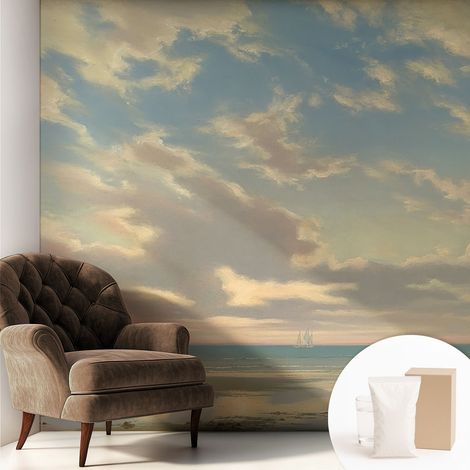 Papier peint intissé avec imprimé pour intérieur moderne application facile a motif - Colle incluse gratuite Rive paisible 250x250 cm (1/5)