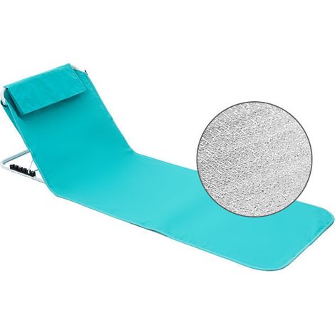 MINKUROW 1pcs Lettino Prendisole Tappetino da Spiaggia con Schienale Reclinabile Con Poggiatesta Borsa per Il Trasporto Acciaio Poliestere + Foglio di Alluminio EPE 160 X54 Cm Blu Lago (1/5)