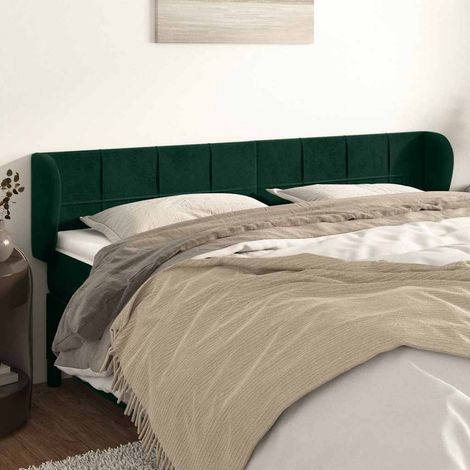 vidaXL Cabecero de terciopelo verde oscuro 203x23x78/88 cm (1/5)