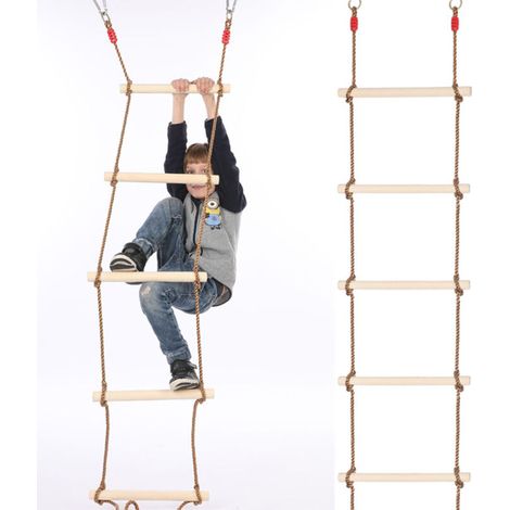 Échelle de corde pour enfants avec barreaux en bois. échelle d'escalade extérieure et intérieure. balançoire. jouet. cadeau sportif pour enfants (1/5)