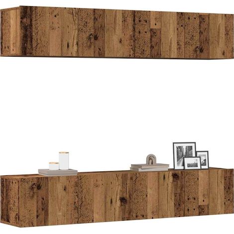Meubles TV muraux 4 pcs vieux bois bois d'ingénierie (1/5)