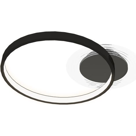 Plafoniera LED Moderna a 2 Anelli 50x40x 7,4 cm Potenza 30W in Alluminio e Acrilico Nero (1/5)