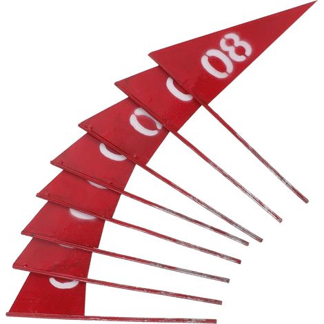 Lot de 8 Drapeaux de Marquage de Jardin Rouges 20,5 X 15,2 Cm en Fer Solide, Fanions Triangulaires pour Pelouse, Irrigation, Aménagement Paysager et Signalisation (1/5)