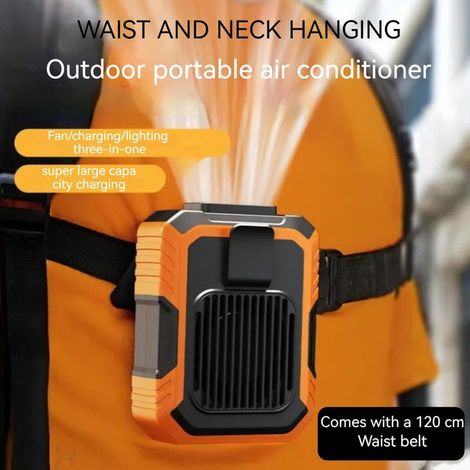 Leiser Ventilator, 3 Windstufen, kompaktes Kühlgerät, LED-Taschenlampe für Outdoor-Aktivitäten, orange (1/5)