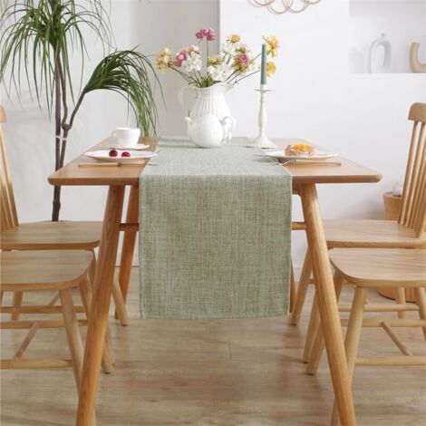 Linen Effect Anti-Stain Table Runner Easy to Wash and Iron as an Outdoor Garden Tablecloth for Dining Table Green - 33x183 cm (1/5)