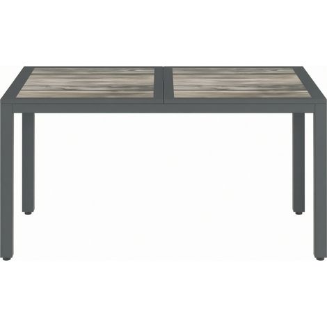 Moderner Gartentisch aus verzinktem Stahl und PSPC, 140 x 80 x 72 cm, Dunkelgrau (1/5)
