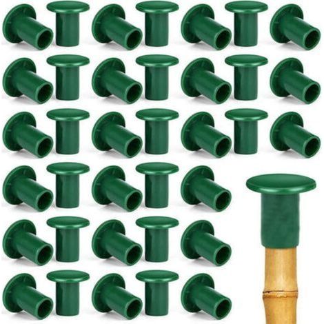 48PCS Capuchons de Protection, Capuchons de Sécurité en Caoutchouc pour Canne de Jardin, Support de Plantes, pour Canne de Bambou, vert,33cm (1/5)