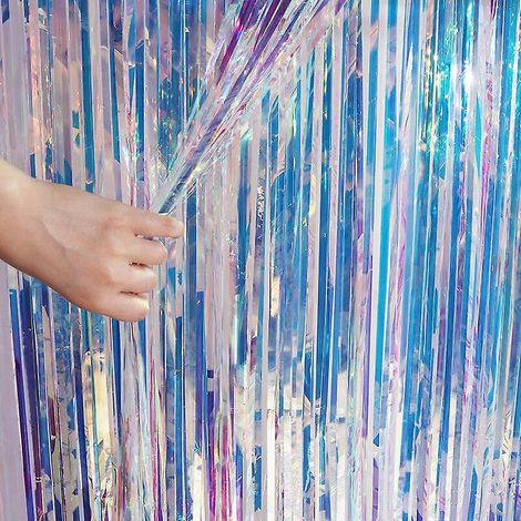 2 Pices 2m X 1m Papier D'aluminium Mtallique Rideaux  Paillettes Rideaux  Paillettes Dcoration Photo Mariage Anniversaire Chrtien Anniversaire Fte (1/5)