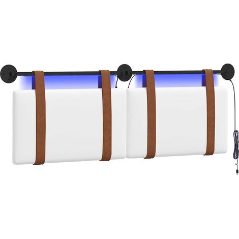 Hanging Headboard with LED Light White Antique PU vidaXL