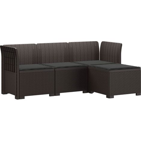 vidaXL Sofá de Jardín para 4 Personas con Cojines y Diseño de Rattan (1/2)