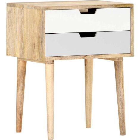 Table de chevet Adulte, Table d'appoint 47x35x59 cm Bois de manguier massif (1/4)