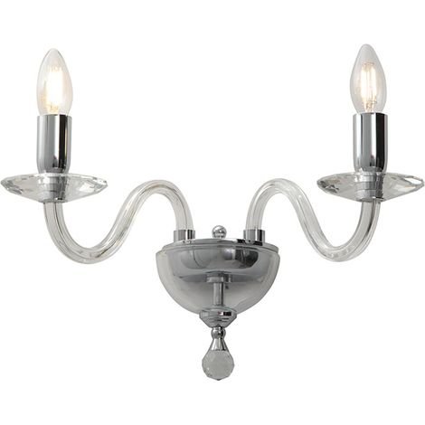 Applique Cristelle in Vetro Cristallo Trasparente, Attacco E14 IP20, Design Classico con Dettagli in Cristallo Ottico - Rossini Illuminazione (1/5)