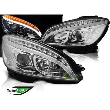 Paire de feux phares avant pour Mercedes W204 07-10 LED LTI Chrome-28441901
