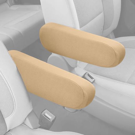 2 Pièces Housse D'Accoudoir De SièGe Avant Voiture Beige Housse D'accoudoir Tissu Automobiles Fermeture Housse D'accoudoir Voiture Universel Pour Les Voitures SUV et Camping-Cars (Beige) (1/5)