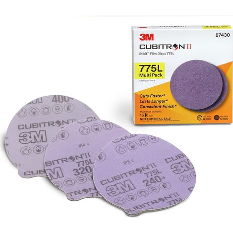 Cubitron II 3 m Stikit Disc 775L, 87430, multi pack, 5 in x NH, 240 +, 320 +, 400 +, taglio angolo di taglio flauto viola (1/2)