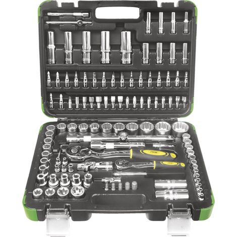 Mallette à outils de 113 pièces avec clés à douille chromées à 12 tranchants JBM52979