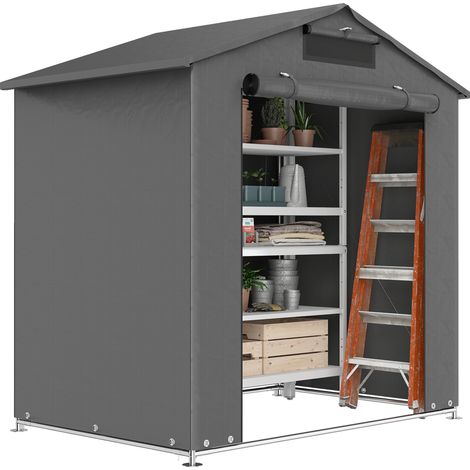Outsunny 6 x 4 ft Garden Storage Shed Tent Bike Tent, Dark Grey