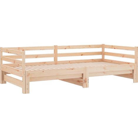 Vidaxl – Lit coulissant en bois de pin massif 80x200 cm – Design à lattes pour meilleure circulation d'air – Canapé-lit pratique et gain de place (1/6)