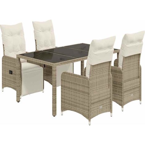 Maison Exclusive - Mesita y sillas jardín 5 pzas y cojines ratán (1/5)