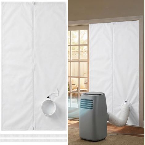 CCYKXAKit Calfeutrage Porte Climatiseur, 90x210cm Joint de Porte Coulissante pour Climatiseur Mobile avec Fermeture Éclair, Evacuation Accessoire pour Mini (1/5)