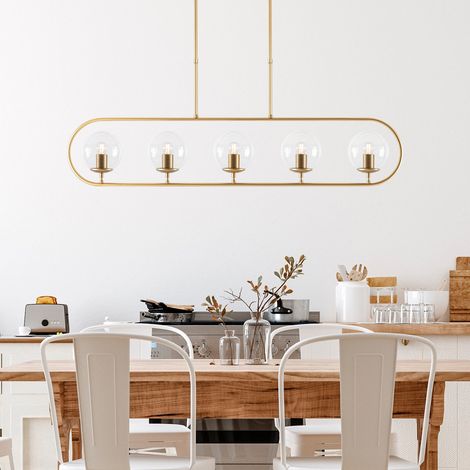 Hängelampe 5-Licht-Gold-Klarglas-Lucent