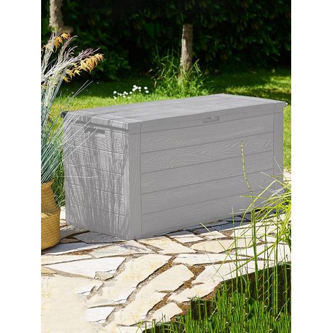 Garden storage box 280l capacity grey plastic