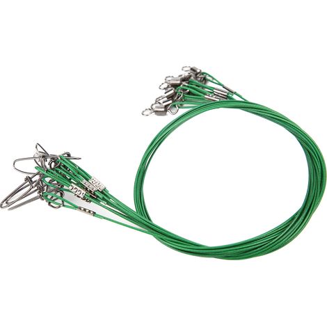 Ligne de pêche Antibit en acier avec émerillon rotatif vert (1/5)
