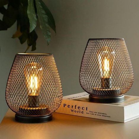 Set mit 2 wiederaufladbaren Tischlampen, kabellos, batteriebetrieben, Metalllampen mit 4 Beleuchtungsmodi, Innen- und Außenbeleuchtung für Terrasse, Schlafzimmer, Wohnzimmer (Lampe inklusive) (1/5)