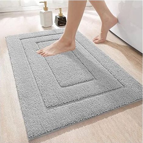 Non-Slip Bath Mat, Soft Microfiber Bathroom Mat, Water Absorbent Machine Washable, Extra Thick Shower Mat for Bathroom, 40 x 60 cm
