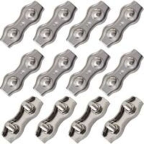12 PièCes Duplex Pinces En Acier Inoxydable Double Serre CaBles Inox Connecteur De Corde Pince Serre CaBles Duplex Pince M2 Pince De CaBle Pour CaBles De CaBles MéTalliques De 1.5mm,Argent