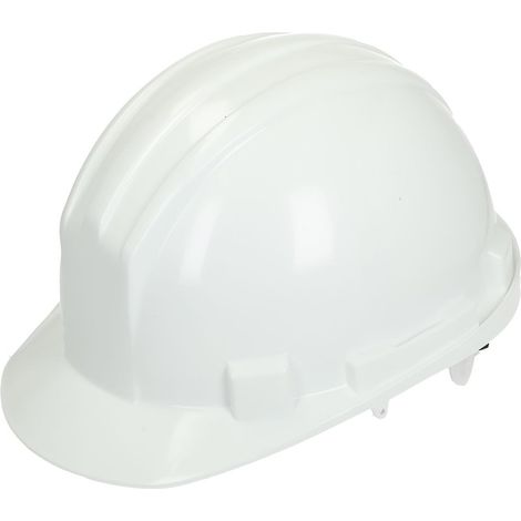 Casque de protection avec fixation à 6 points verrou rotatif blanc