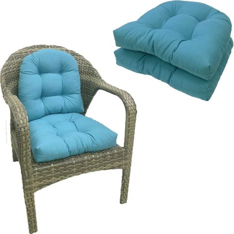 2er-Set Gartenstuhlkissen – Wasserdichtes Sitzkissen aus Polyester-Rattan, 48 x 48 cm, dicke Füllung, für Gartenmöbel, Blau